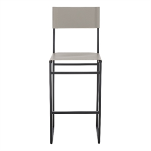 Safavieh Layne Iron and Leather Barstool in Light Gray /Black