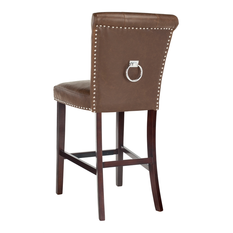 Safavieh Taylor Wood and Metal Bar Stool in Brown / Espresso