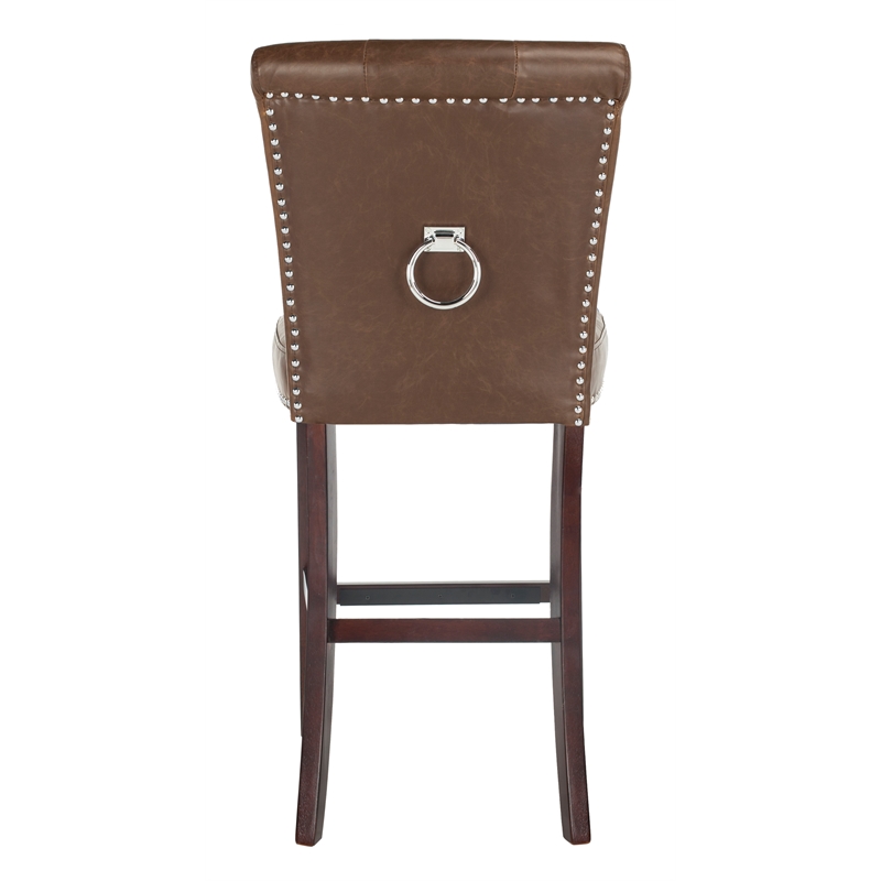 Safavieh Taylor Wood and Metal Bar Stool in Brown / Espresso