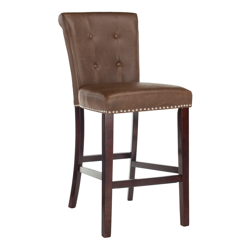 Safavieh Taylor Wood and Metal Bar Stool in Brown / Espresso