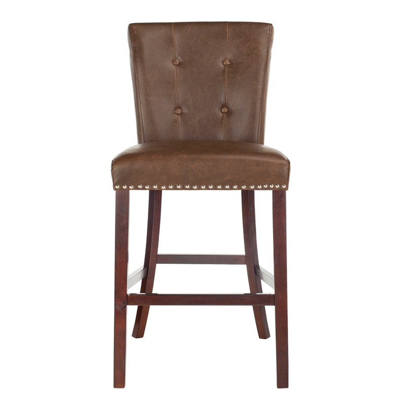 Safavieh Taylor Wood and Metal Bar Stool in Brown / Espresso