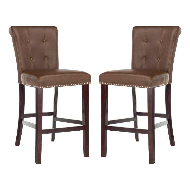 Safavieh Taylor Wood and Metal Bar Stool in Brown / Espresso