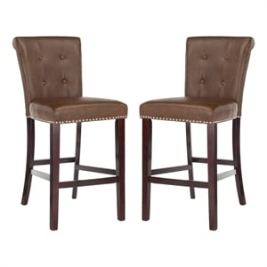 Safavieh Taylor Wood and Metal Bar Stool in Brown / Espresso