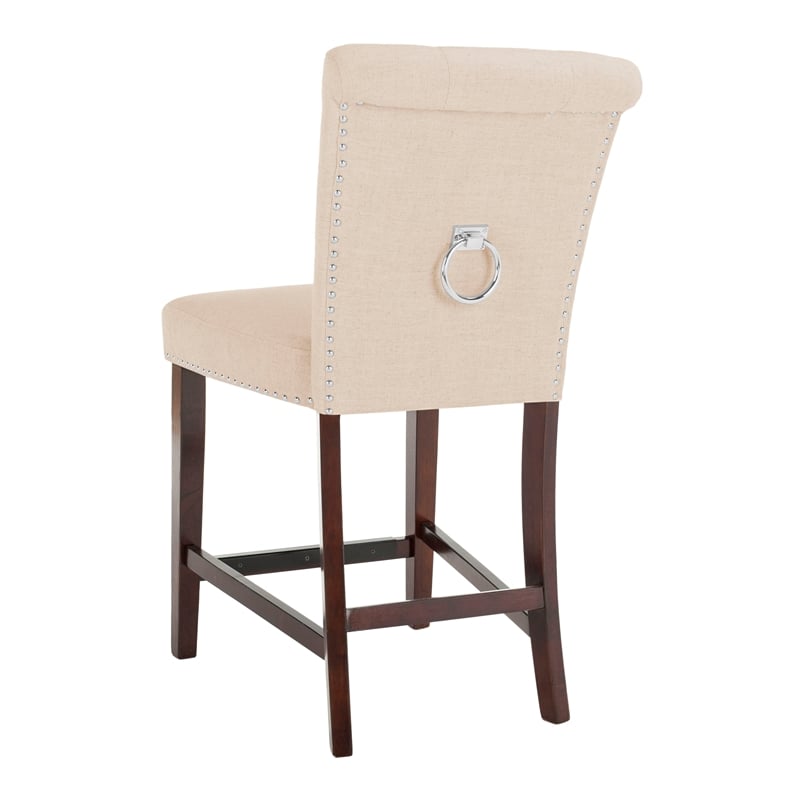 Safavieh Taylor Wood and Metal Counter Stool in Beige / Espresso