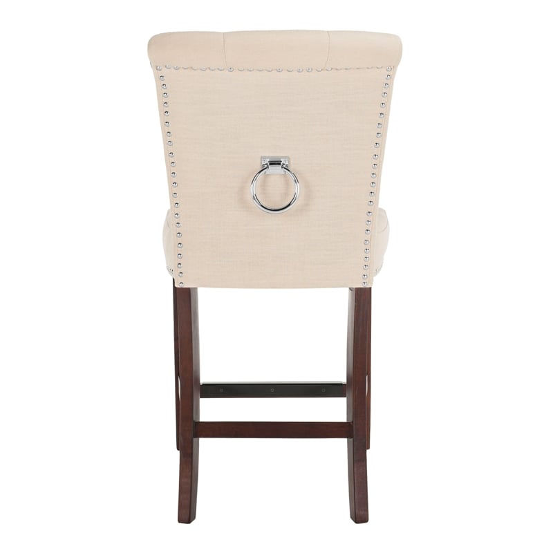 Safavieh Taylor Wood and Metal Counter Stool in Beige / Espresso