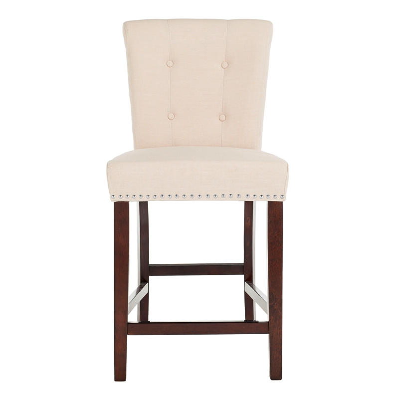 Safavieh Taylor Wood and Metal Counter Stool in Beige / Espresso