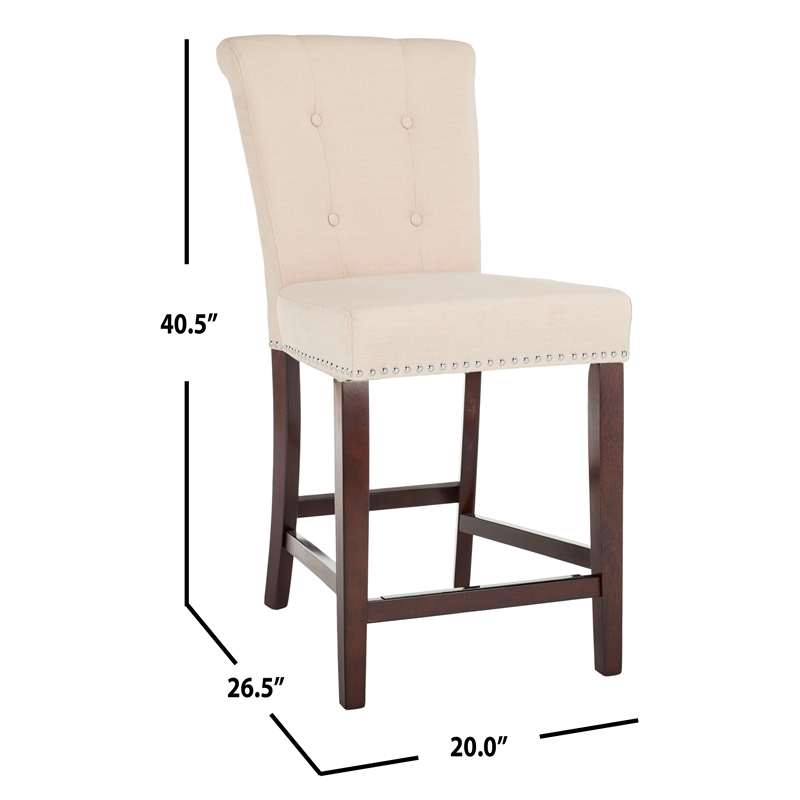 Safavieh Taylor Wood and Metal Counter Stool in Beige / Espresso