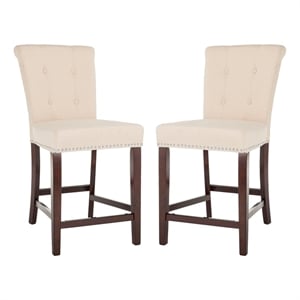 Safavieh Taylor Wood and Metal Counter Stool in Beige / Espresso