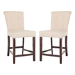 Safavieh Taylor Wood and Metal Counter Stool in Beige / Espresso
