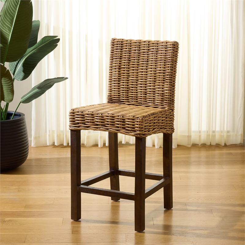 Safavieh Tobie Rattan Counter Stool Wood in White