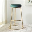 Safavieh Sabina Velvet and Wood Round Bar Stool in Green / Gold