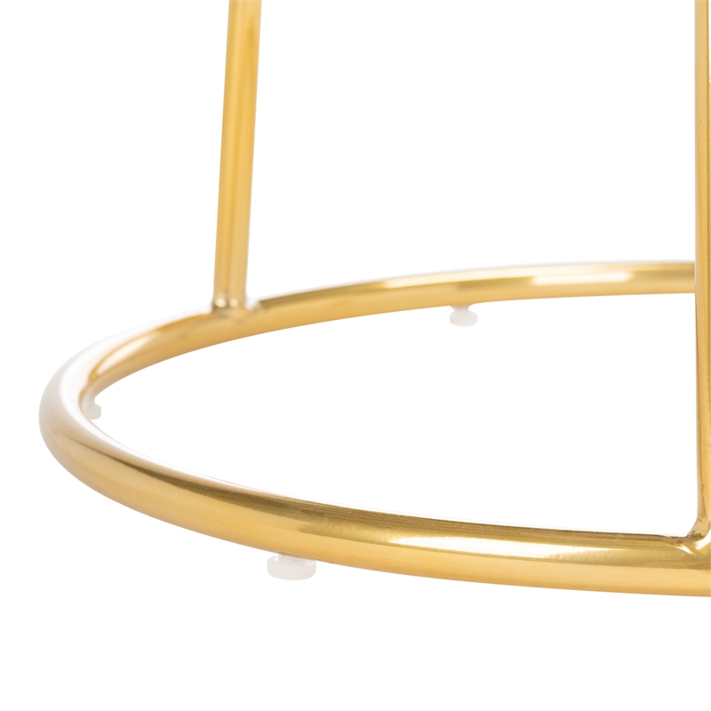 Safavieh Sabina Velvet and Wood Round Bar Stool in Green / Gold