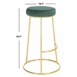 Safavieh Sabina Velvet and Wood Round Bar Stool in Green / Gold