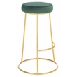 Safavieh Sabina Velvet and Wood Round Bar Stool in Green / Gold