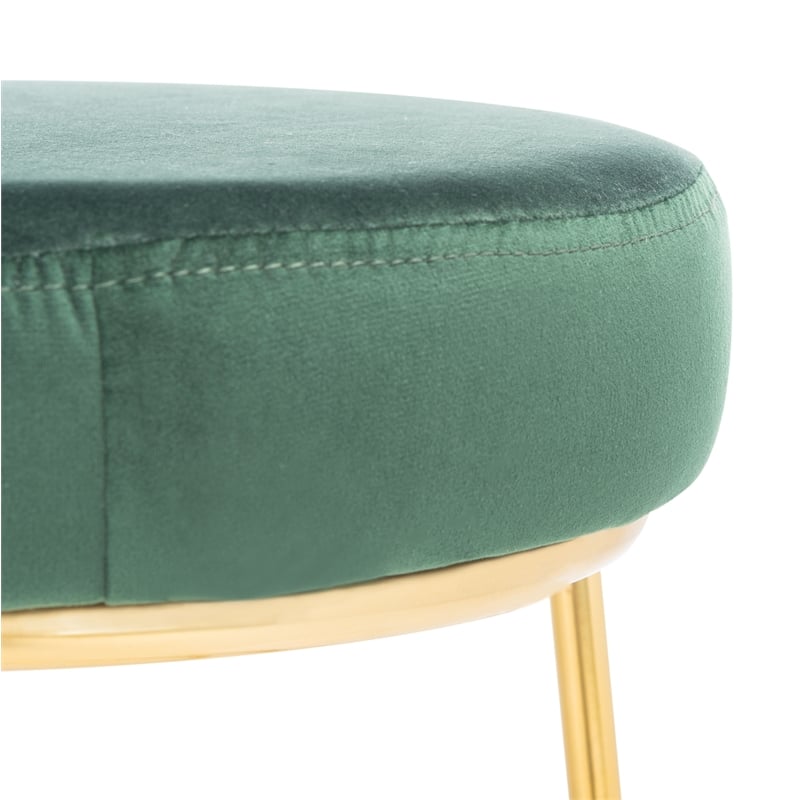 Safavieh Sabina Velvet and Wood Round Bar Stool in Green / Gold