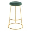 Safavieh Sabina Velvet and Wood Round Bar Stool in Green / Gold