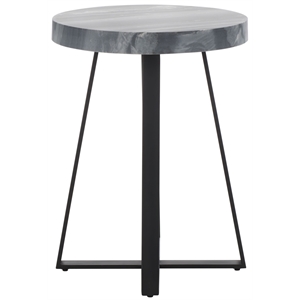 Safavieh Guenon Marble and Iron Round Accent Table in Gray /Marble/ Black