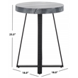 Safavieh Guenon Marble and Iron Round Accent Table in Gray /Marble/ Black