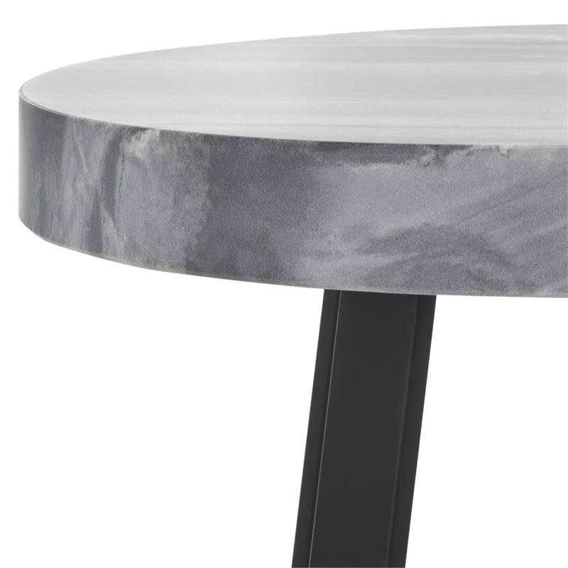 Safavieh Guenon Marble and Iron Round Accent Table in Gray /Marble/ Black