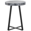 Safavieh Guenon Marble and Iron Round Accent Table in Gray /Marble/ Black
