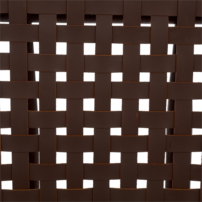 Safavieh Soleil Leather and Wood Accent Chair in Amber / Brown