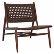 Safavieh Soleil Leather and Wood Accent Chair in Amber / Brown