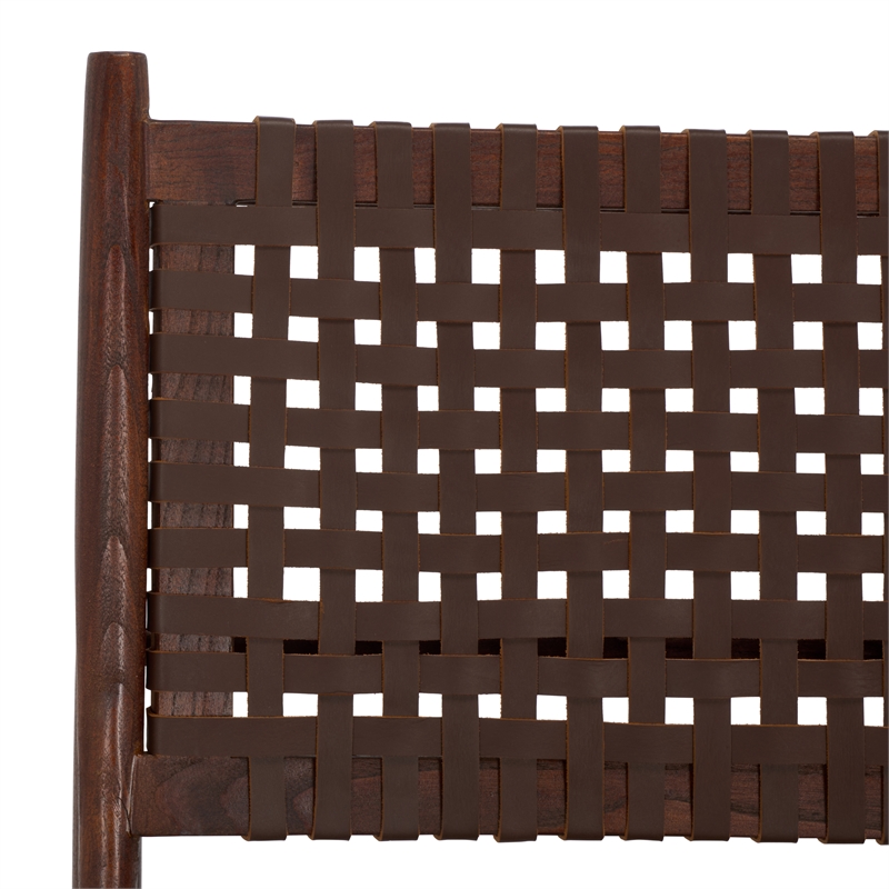 Safavieh Soleil Leather and Wood Accent Chair in Amber / Brown