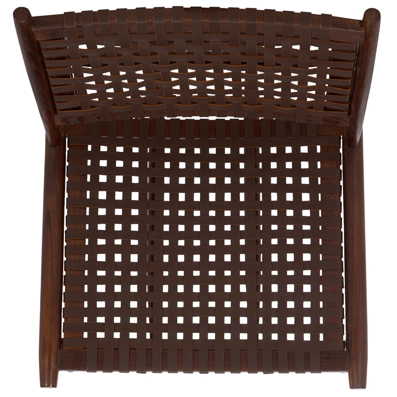 Safavieh Soleil Leather and Wood Accent Chair in Amber / Brown