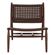 Safavieh Soleil Leather and Wood Accent Chair in Amber / Brown