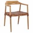 Safavieh Munro Leather and Wood Woven Accent Chair in Natural /Light Brown