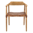 Safavieh Munro Leather and Wood Woven Accent Chair in Natural /Light Brown