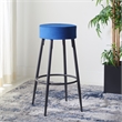Safavieh Bohden Velvet and Wood Round Bar Stool in Navy / Black