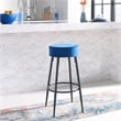 Safavieh Bohden Velvet and Wood Round Bar Stool in Navy / Black