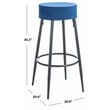 Safavieh Bohden Velvet and Wood Round Bar Stool in Navy / Black