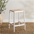 Safavieh Silus Wood Backless Cane Counter Stool in White / Natural