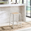 Safavieh Silus Wood Backless Cane Counter Stool in White / Natural