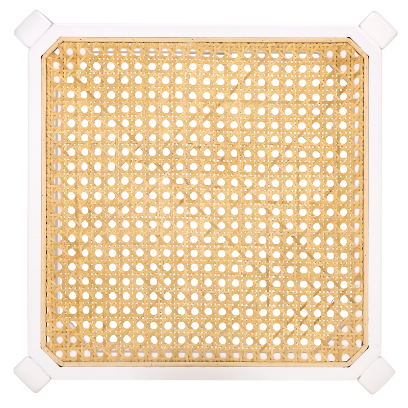 Safavieh Silus Wood Backless Cane Counter Stool in White / Natural