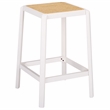 Safavieh Silus Wood Backless Cane Counter Stool in White / Natural