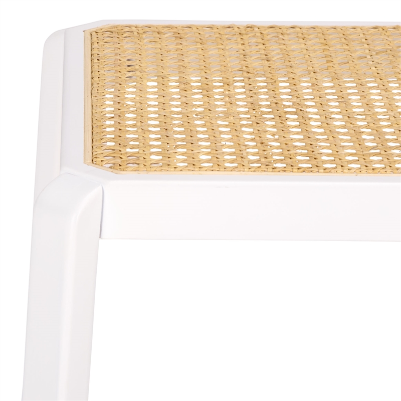 Safavieh Silus Wood Backless Cane Counter Stool in White / Natural