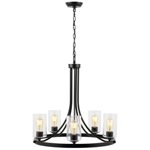 Safavieh Emersyn Iron 5Lt 25&quot Chandelier in Black
