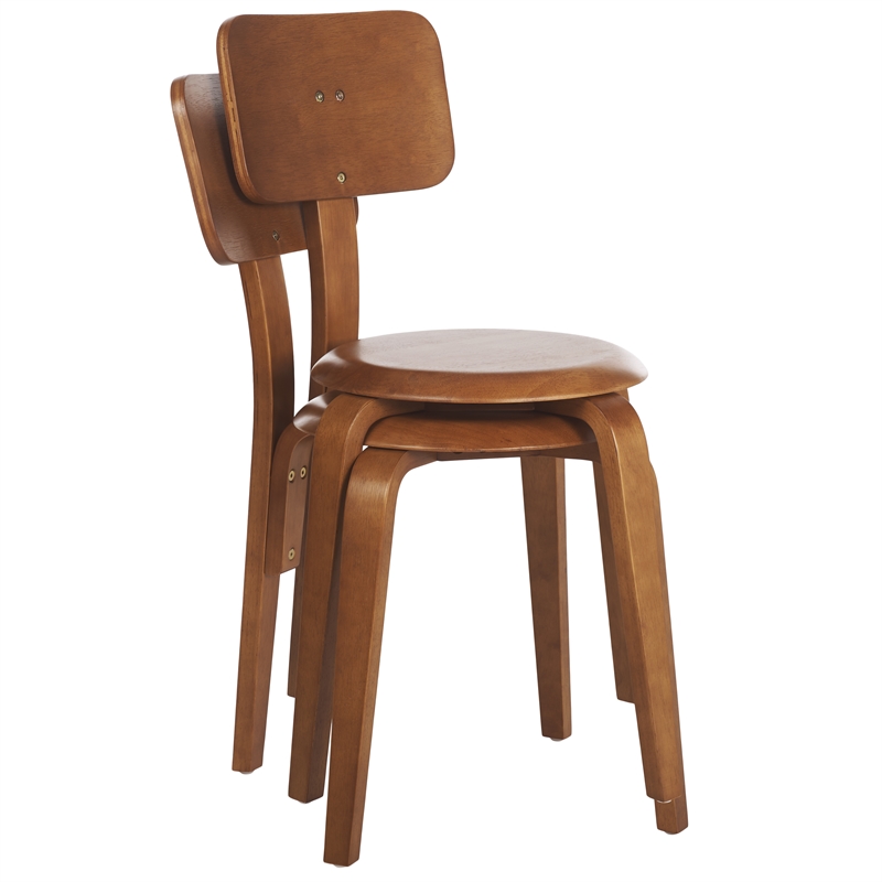 Safavieh Luella Wood Stackable Dining Chair in Walnut