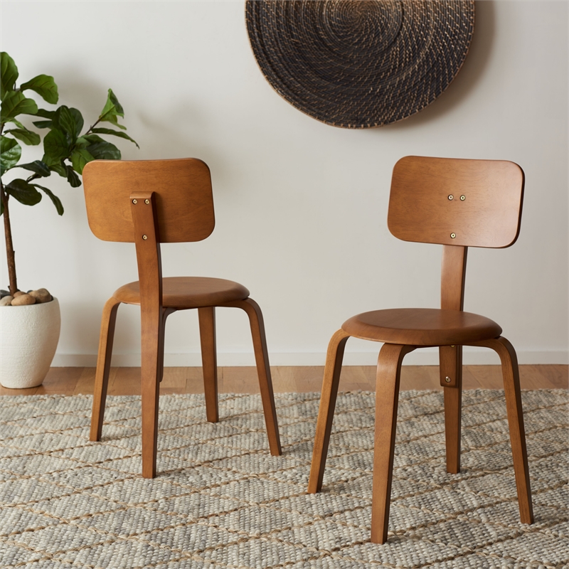 Safavieh Luella Wood Stackable Dining Chair in Walnut