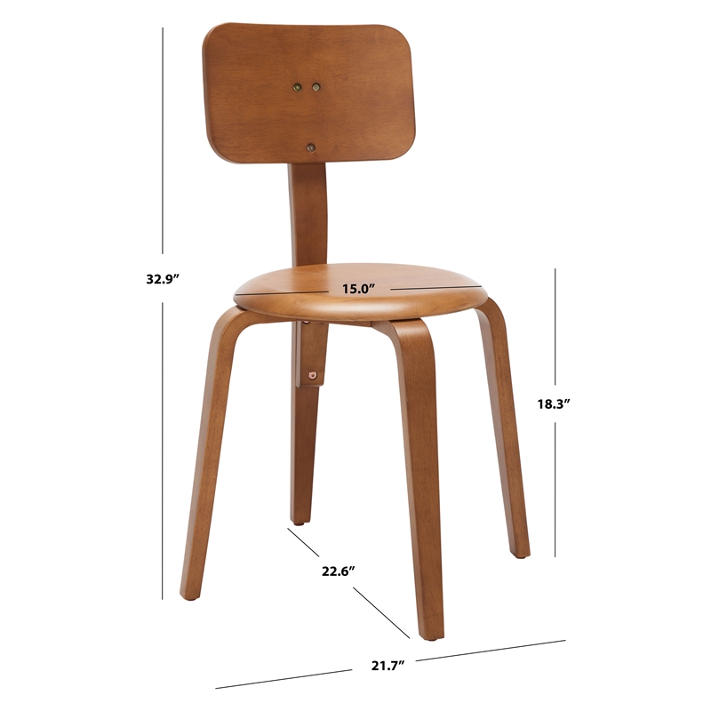 Safavieh Luella Wood Stackable Dining Chair in Walnut