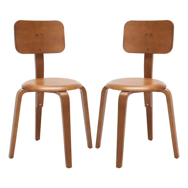 Safavieh Luella Wood Stackable Dining Chair in Walnut