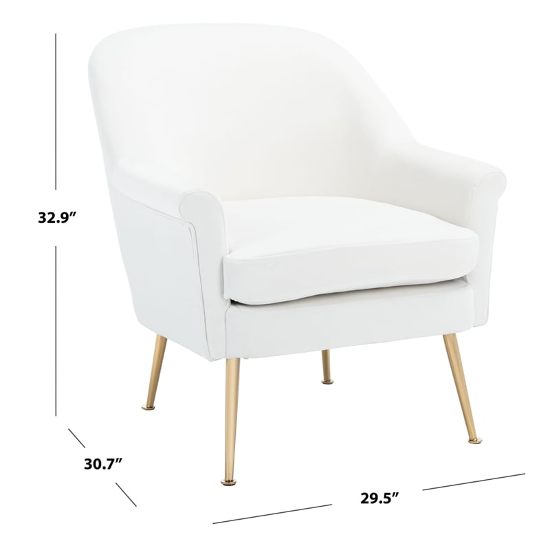 Safavieh Rodrik Wood and Fabric Accent Chair in White