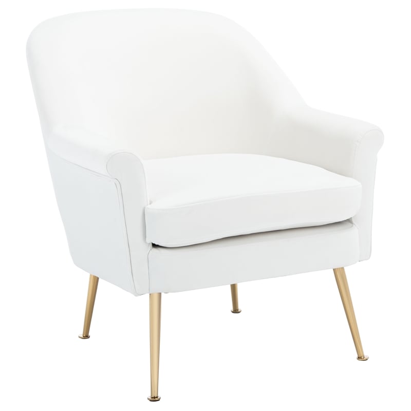 Safavieh Rodrik Wood and Fabric Accent Chair in White