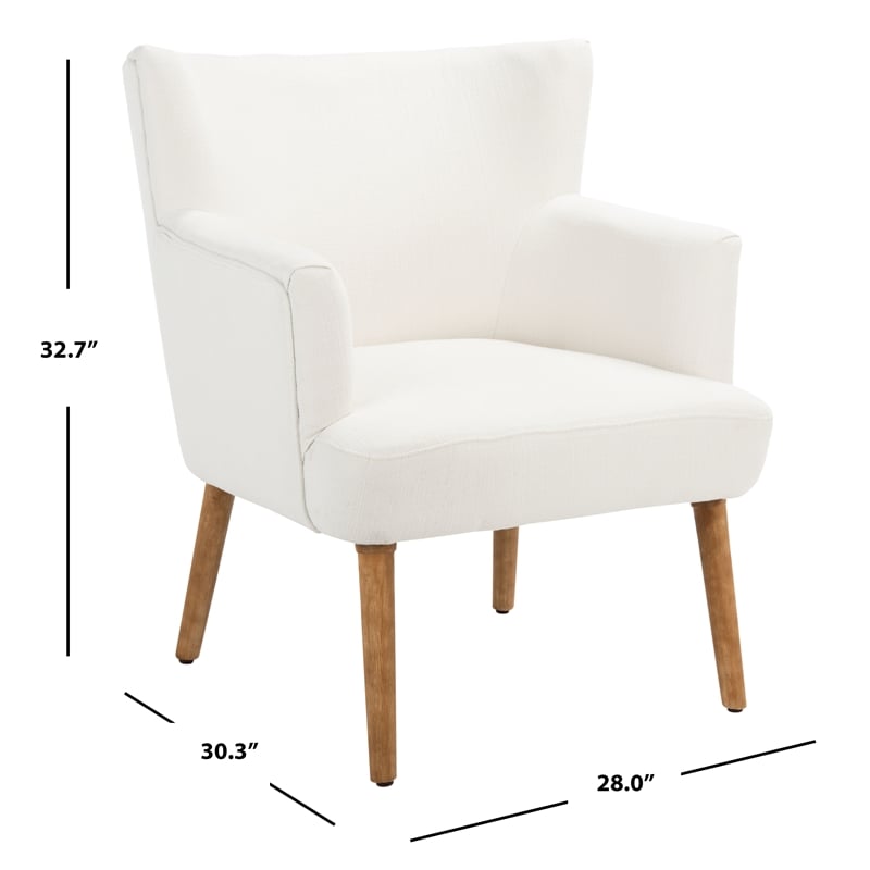Safavieh Delfino Wood and Fabric Accent Chair in White