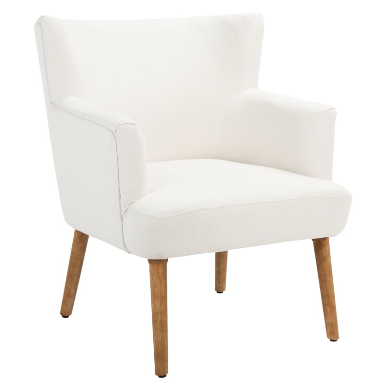 Safavieh Delfino Wood and Fabric Accent Chair in White