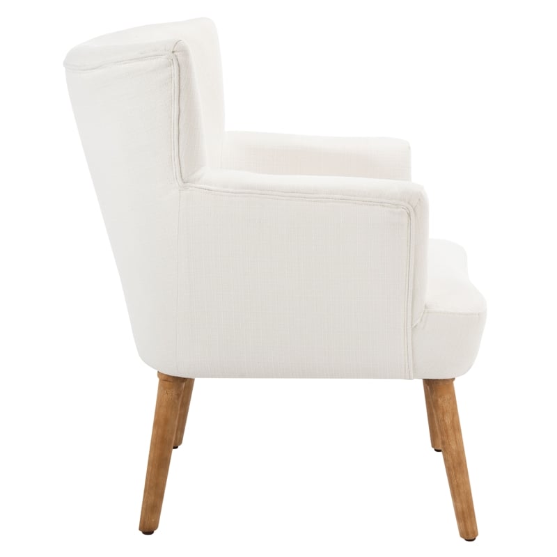Safavieh Delfino Wood and Fabric Accent Chair in White