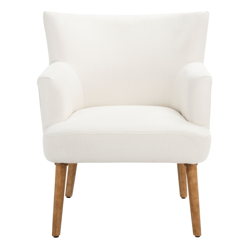 Safavieh Delfino Wood and Fabric Accent Chair in White
